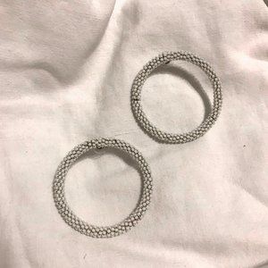 seed bead hoop earrings, off-white